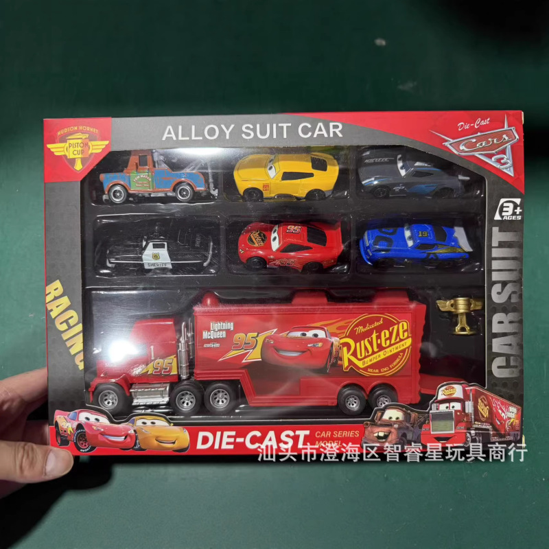 New Cross-Border Cars Alloy Sliding Non-Retractable Lightning Mcqueen Toy Set Gift Box for Children