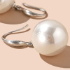 Demi-season earrings from pearl, retro advanced bag, silver 925 sample, high-quality style