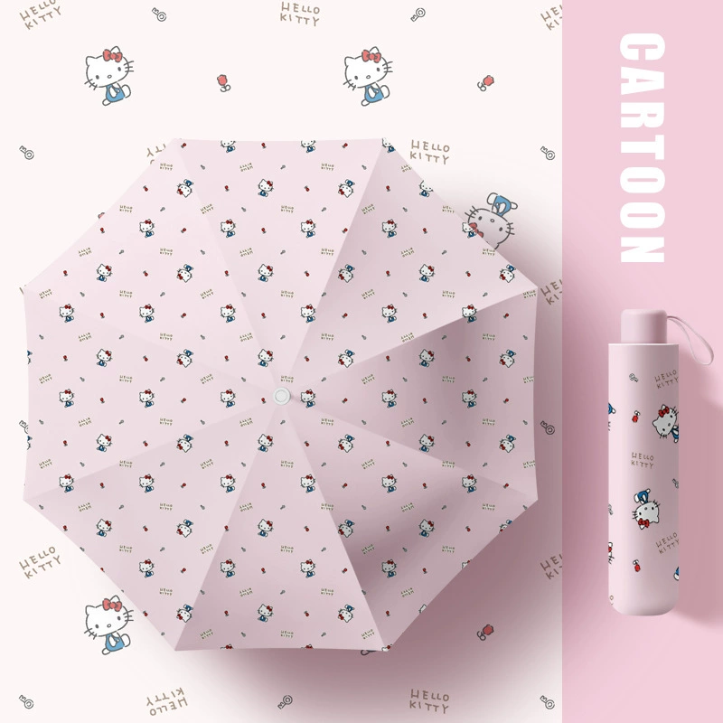 Hello Kitty, small handheld umbrella solar-powered, sun protection, custom-made