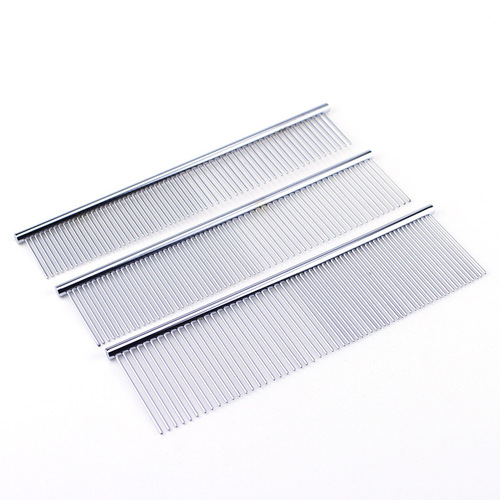 Special pet comb, electroplated stainless steel row comb, dense toothed comb, cat and dog grooming comb, Teddy Golden Retriever supplies