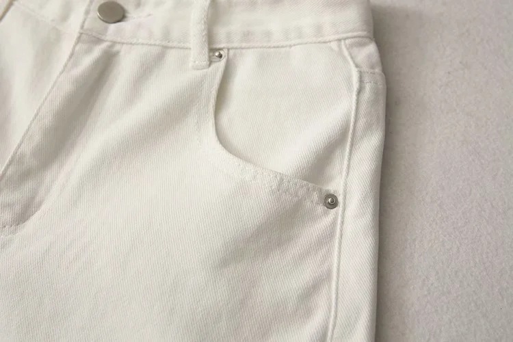 White  high waist loose thin new stretch A-line pants NSAC57474