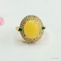 Yiyu натуральное янтарное кольцо, медовый воск, кольцо, кольцо, женская легкая роскошная ювелирная фабрика оптовая продажа HP3120408