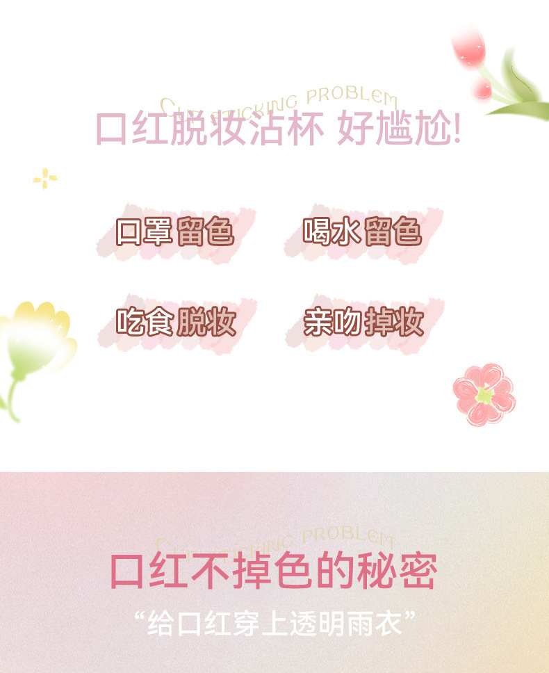 NOVO Smooth Mist raincoat Lipstick Waterproof setting, one-coat film not easy to stick to the cup, lock lip color lipstick wholesale Specification drawing