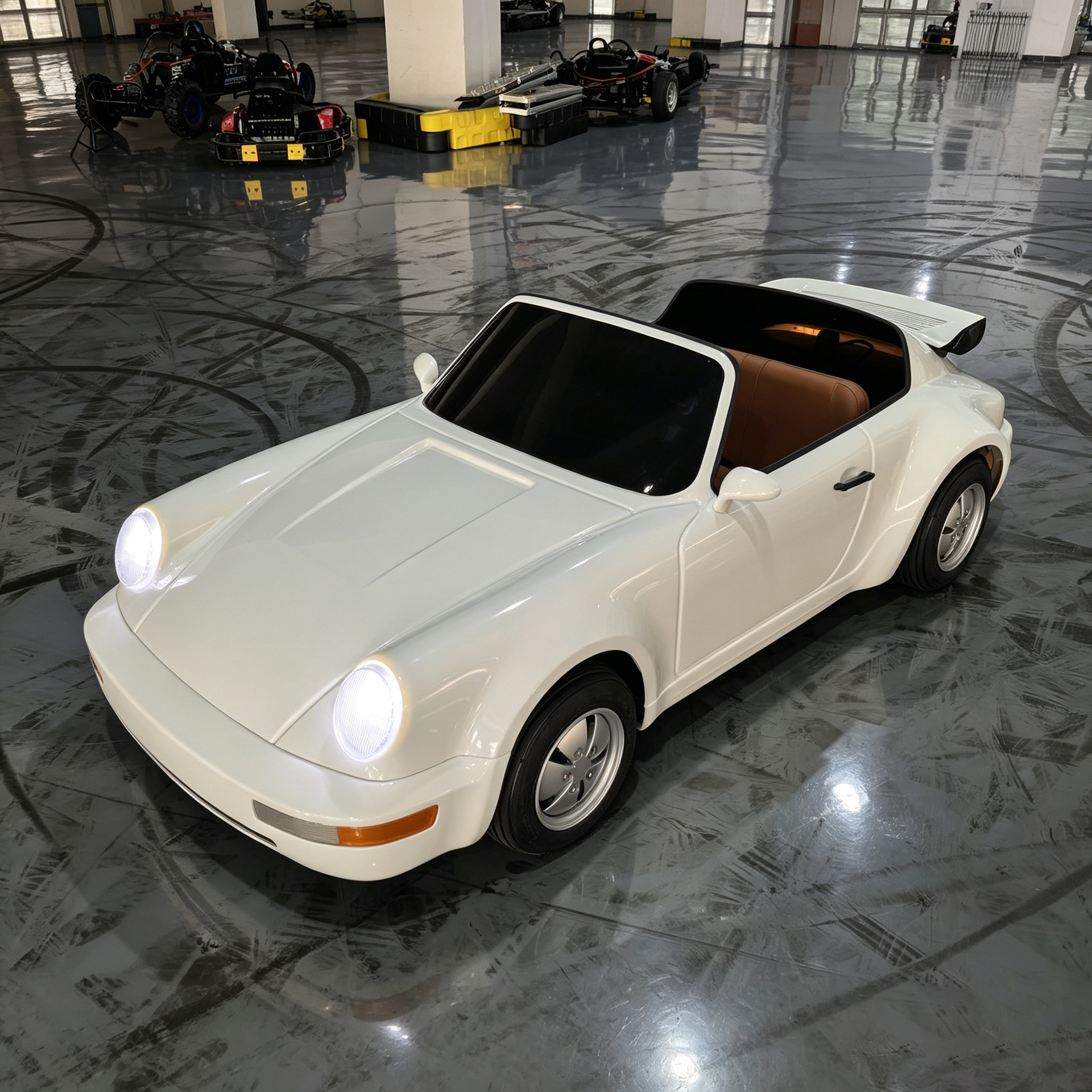 Auto Deportivo Eléctrico Retro de Dos Asientos Modelo 964 de Hierro y Plástico de Alta Potencia para Parques image 3