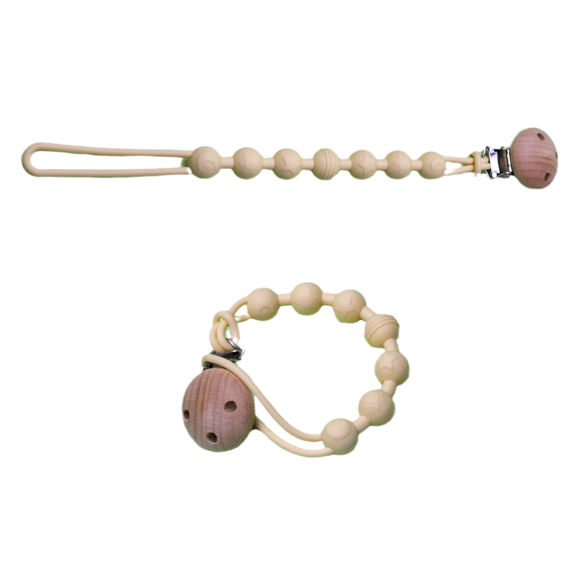 Nueva Cadena de chupete al por mayor cadena anti-gota mordedor de bebé anti-gota cuerda de calidad alimentaria bebé Cadena de chupete de silicona