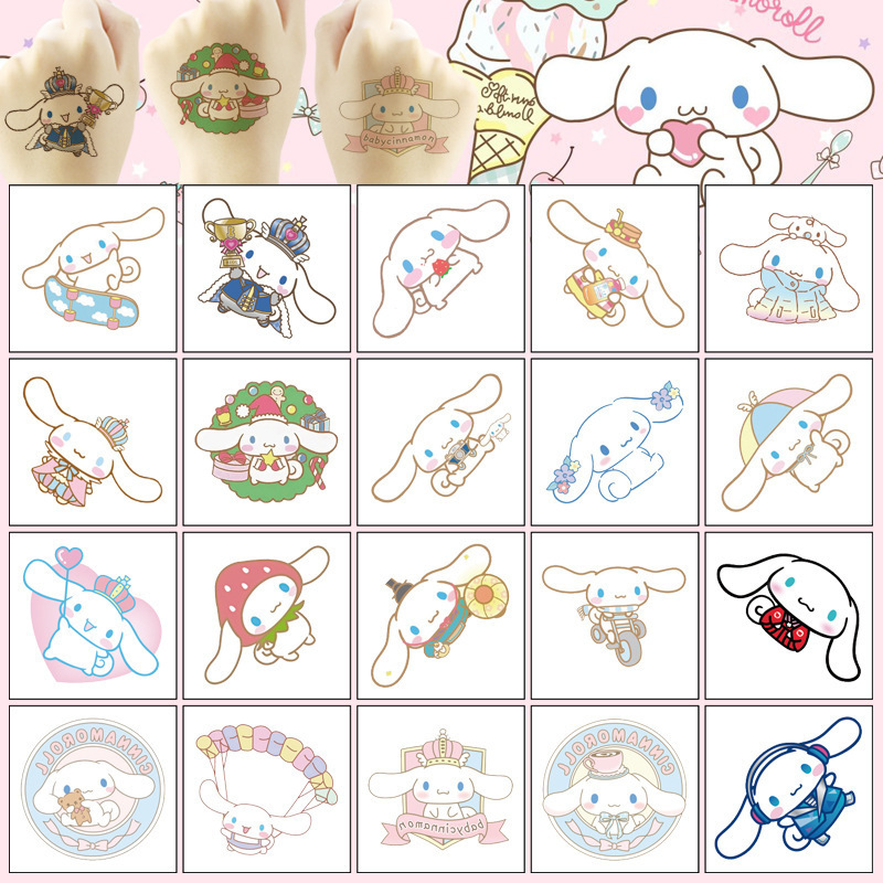 Cinnamon Dog Tattoo Sticker Big-Eared Dog Tattoo Sticker Water Transfer Disposable Tattoo Sticker Birthday Party Sharing Sticker