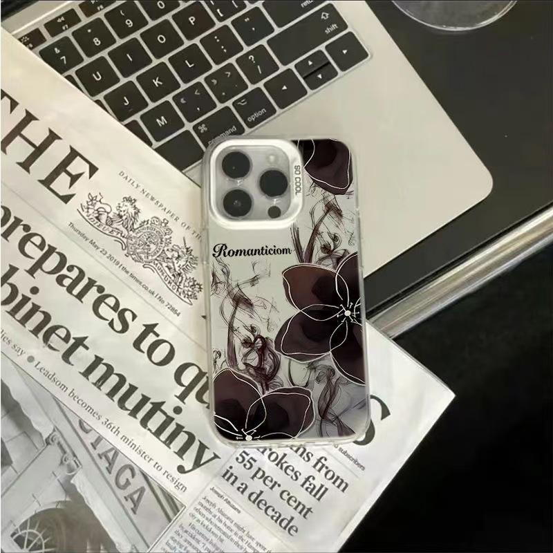 Cáscara plateada de color-blanco-oro negro Camellia