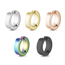 厂家现货批发黑色朋克耳饰男不锈钢双面耳环钛钢耳夹无耳洞假耳环