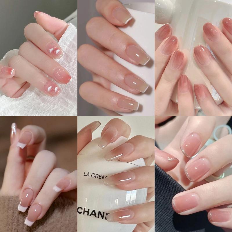 Nail art wear pure wind fake nails high-grade white nail stickers handmade nail stickers long nail pieces wholesale