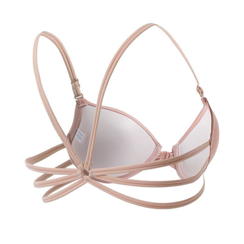Verano ropa interior sin anillo de acero frente sujetador de botón sexy cinturón de hombro cruzado sin marca sujetador fábrica en stock