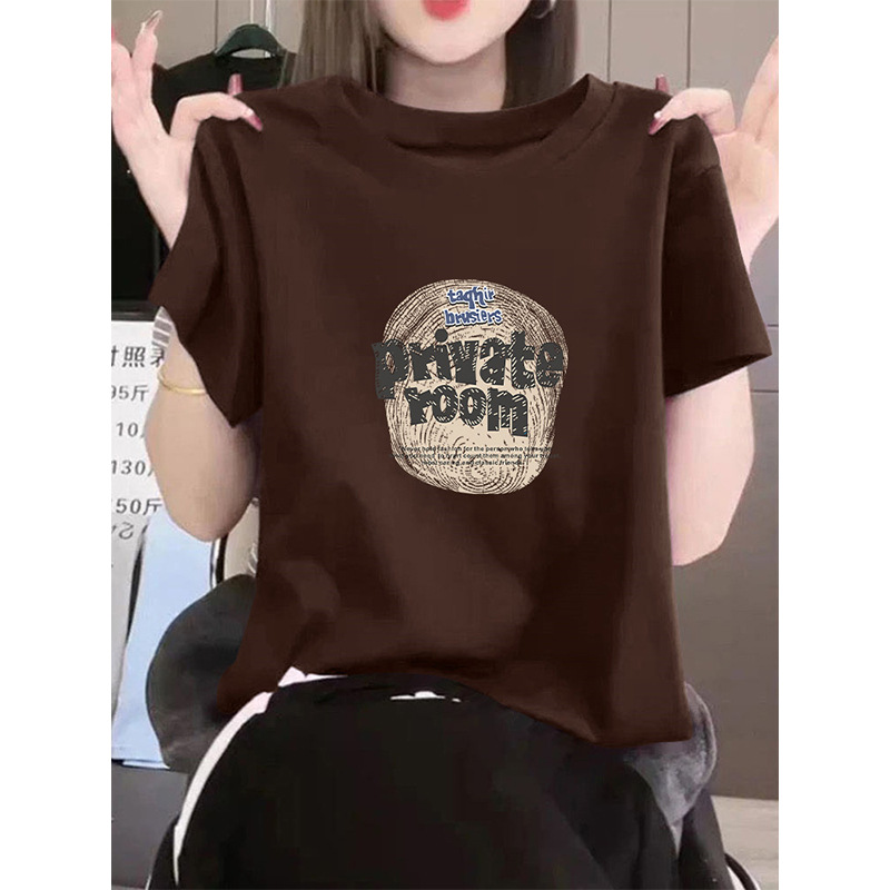 Women's Pure Cotton Short-Sleeve T-Shirt, Fashionable Versatile Printed Loose Slimming Base Shirt, 2026 Summer New Style