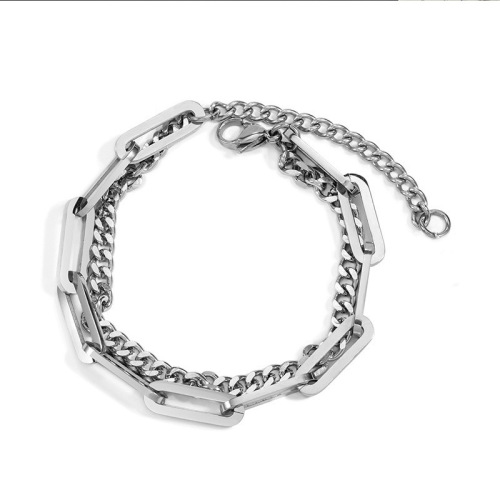 Japanese and Korean multi-layer retro punk style titanium steel women's chain bracelet, Ins fashion, trendy, versatile, personalized bracelet accessories, wholesale