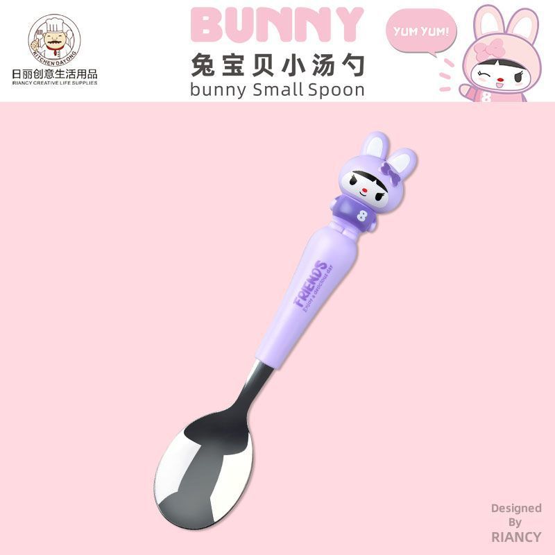 Animal encantador portátil para llevar estudiantes cucharas de comidas dormitorios escolares cucharas de cubierta de cubierta set