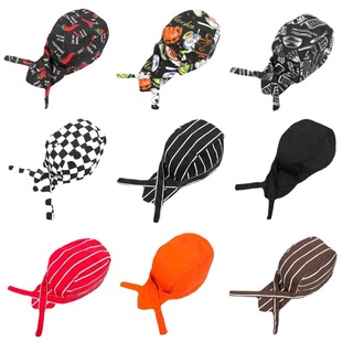 Chef Pirate Hat Hotel Restaurant Kitchen Work Hat Foreign Trade Color Cover Hat Headband Ribbon Hat