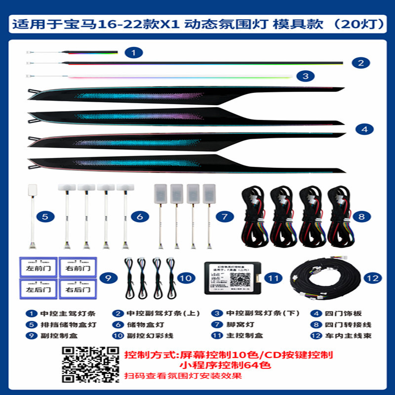 Aplicable a BMW X1 dinámico luz de atmósfera estrella placa de acabado modelo molde