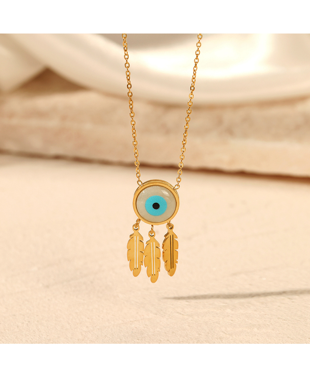 9g Weight PVD Coated Gold Plating Process Pendant Necklace Classification 304 Stainless Steel Chain Material 1 Piece Quantity Wholesale Jewelry Fashion Devil'S Eye 304 Stainless Steel Plating Stainless Steel Necklaces