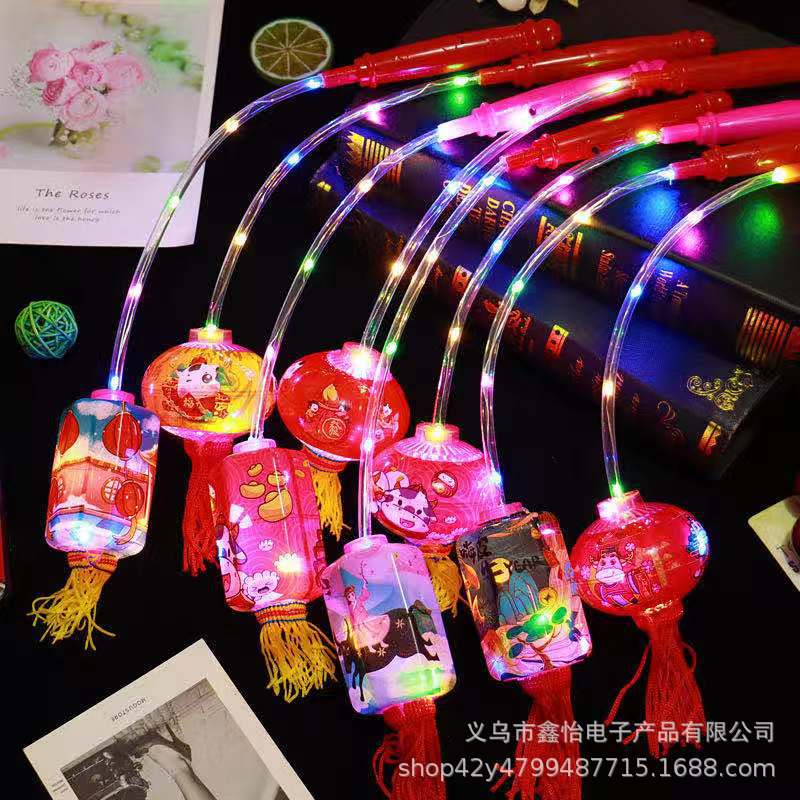 2021新款萌牛燈籠元宵節廟會七彩發光燈籠玩具新年兒童小禮物貨源
