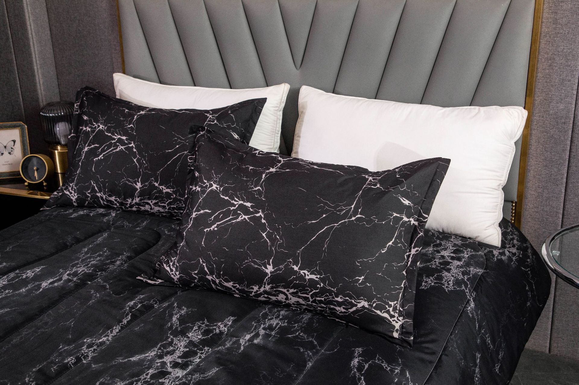 【亚马逊专供】厂家直销 2021新款 跨境 大理石被-黑
