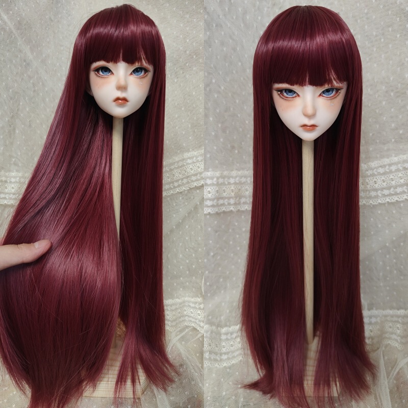 BJD3 4 points full top wig female long straight hair straight bangs Ye Luoli doll antique style long hair full head cover