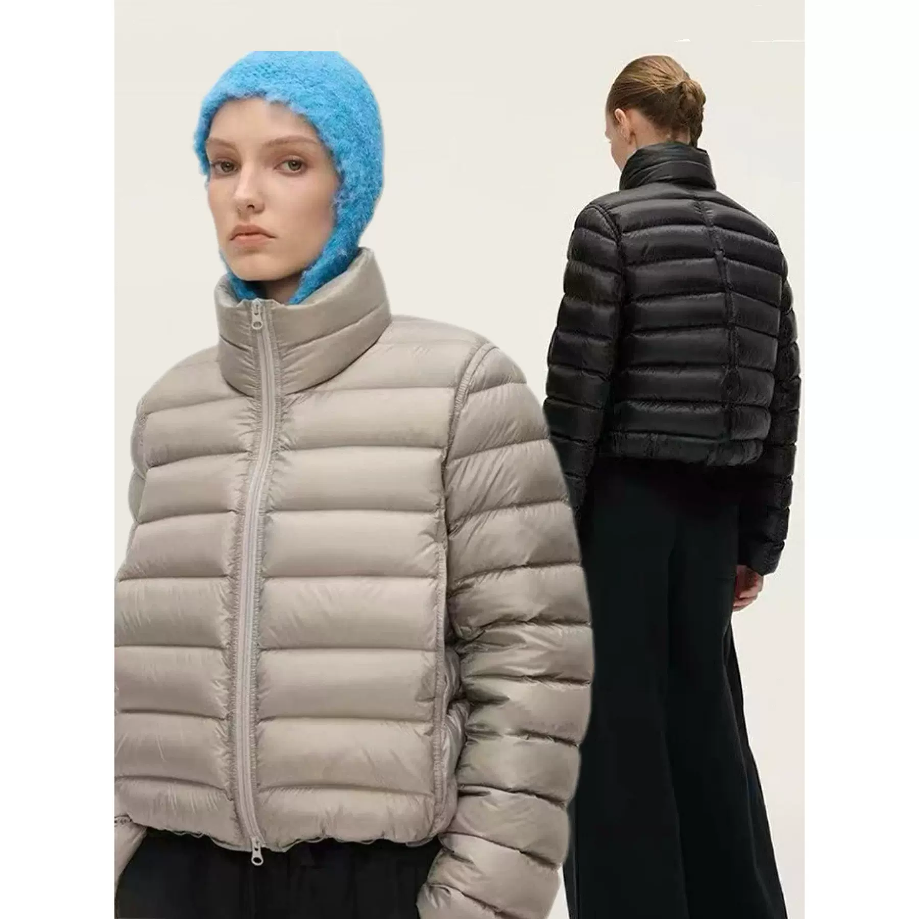 四媛立领90白鸭绒小排骨羽绒服女短款25冬季新款宽松保暖外套1158