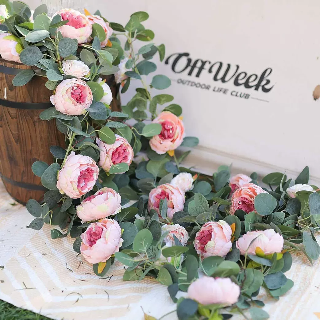 跨境爆款仿真藤蔓装饰婚礼春季节牡丹藤条婚庆装饰亚马逊仿真花藤