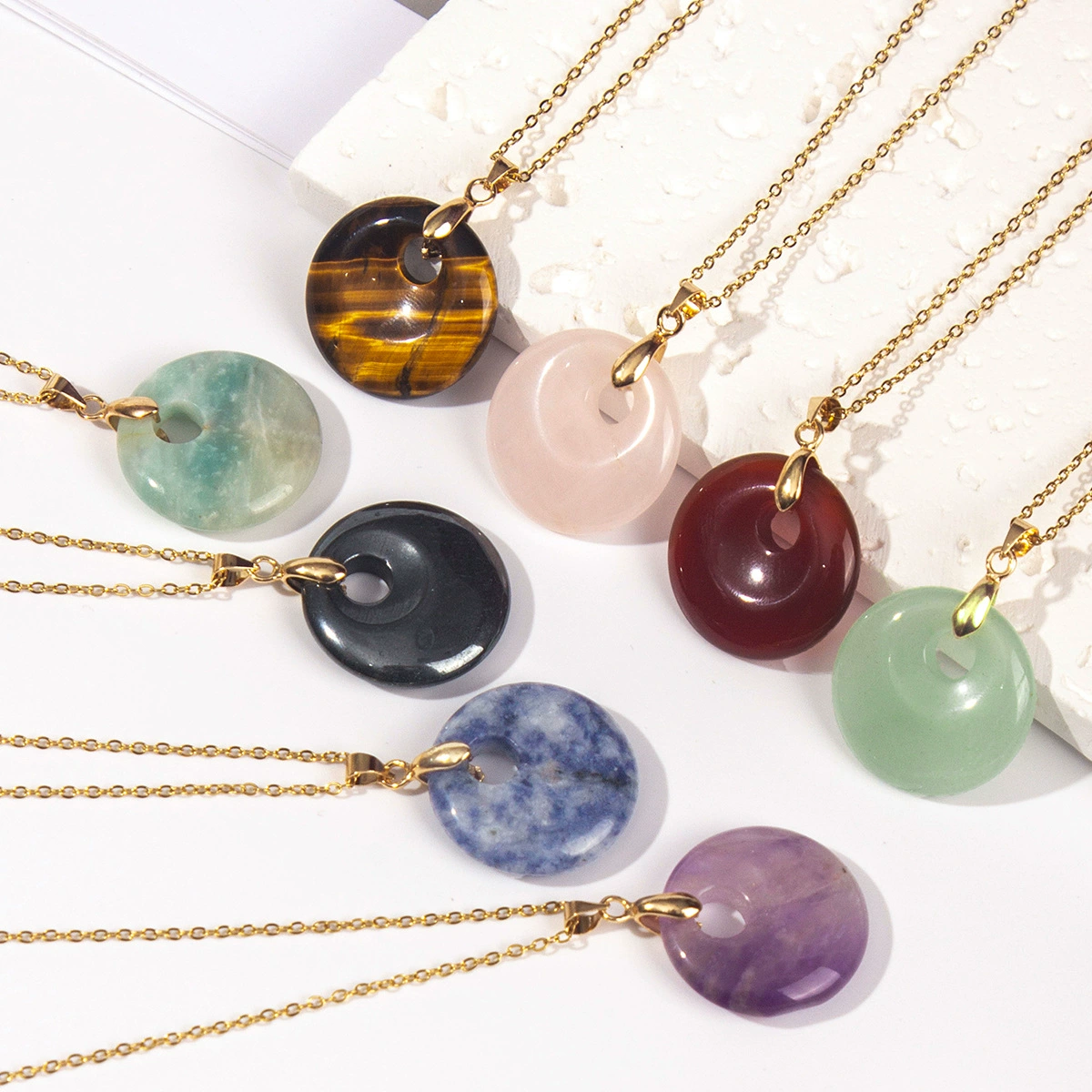 Ювелирные изделия Zhuhang, трансграничные, хит продаж, подвеска из натурального камня Agogo, малайский нефрит, авантюрин, лазурит, ожерелье, ювелирные изделия, оптовая продажа