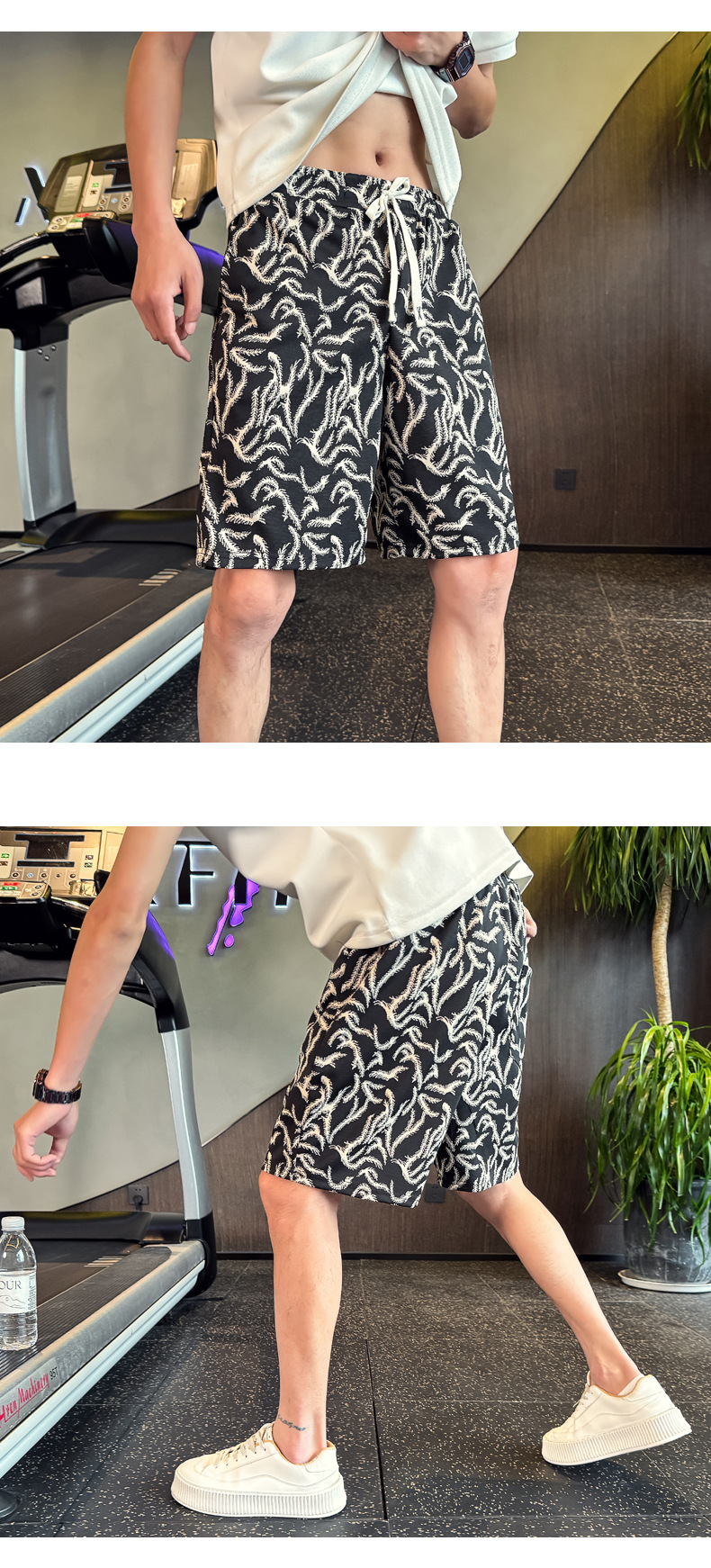 Men's Summer Printed Fashion Shorts Casual Straight Leg High End Style Loose Fitting Athletic Capri Pants Outerwear Beach Shorts_viptrois.com
