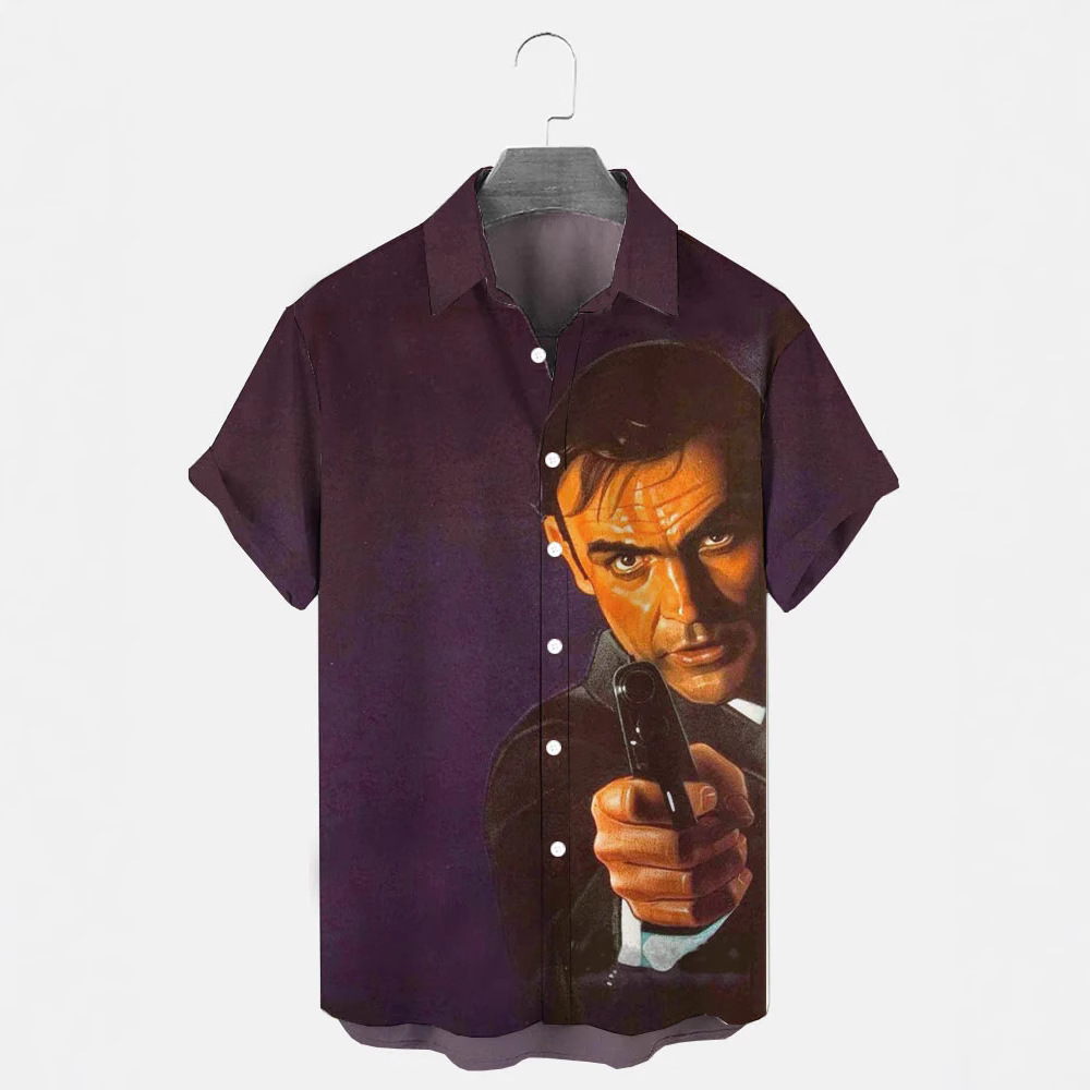 Trend de moda para hombres transfronterizos Camisa de manga corta hawaiana Camisa estampada digital 3D Transfronteriza Amazon