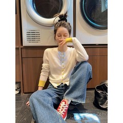 店主自留~黑标邂逅针织衫美利奴羊毛撞色长袖上衣女