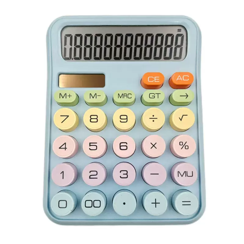 太阳能计算机12位彩色按键新款高颜值多巴胺计算器