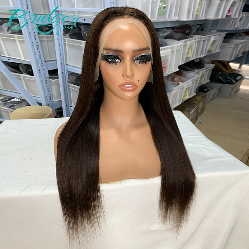 13*4 Lace Headgear Human Hair Color #2 Human Hair Lace frontal wigs_voghion.com