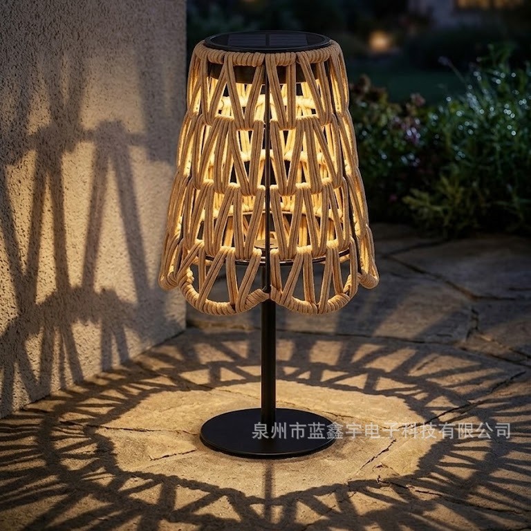 Transfronterizos al aire libre solar de caña linterna jardín decoración atmósfera de proyección paisaje lámpara de mesa candelabrera linterna
