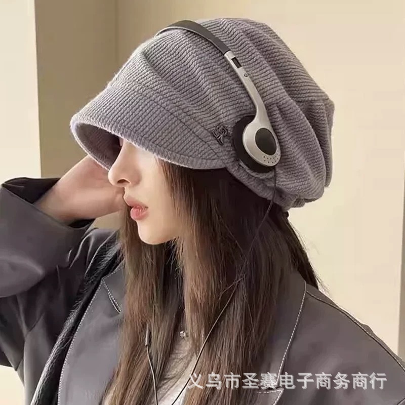 大头围方圆脸冷帽秋冬复古日系套头堆堆帽子女保暖护耳百搭包头帽|undefined