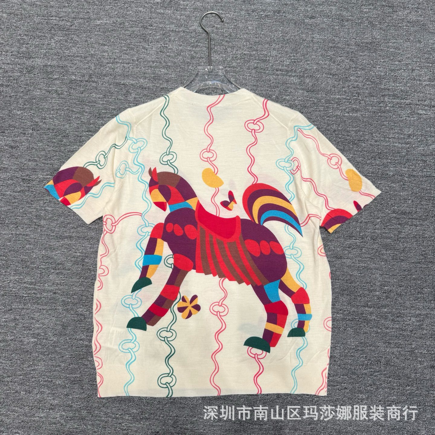 26春夏新款美丽奴细羊毛女针织衫欧货时尚晕染毛衣圆领短袖毛衣
