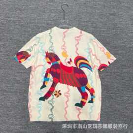 26春夏新款美丽奴细羊毛女针织衫欧货时尚晕染毛衣圆领短袖毛衣