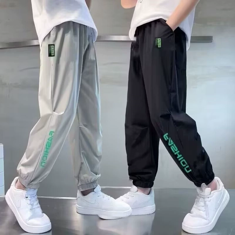 Брюки для мальчиков Летний ледяной шелк детские брюки быстрого приготовления большие детские штаны от комаров детские спортивные штаны для мальчиков брюки брюки брюки длинные летние тонкие