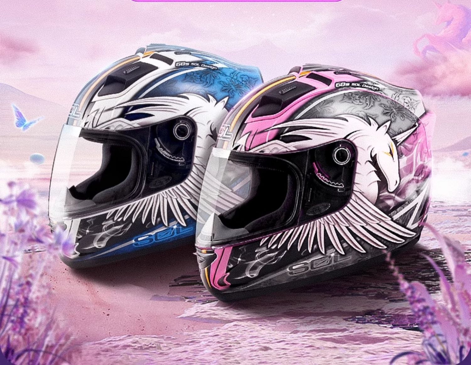 Taiwan Motorcycle Helmet Unicorn Full Helmet With Tail Light 68S