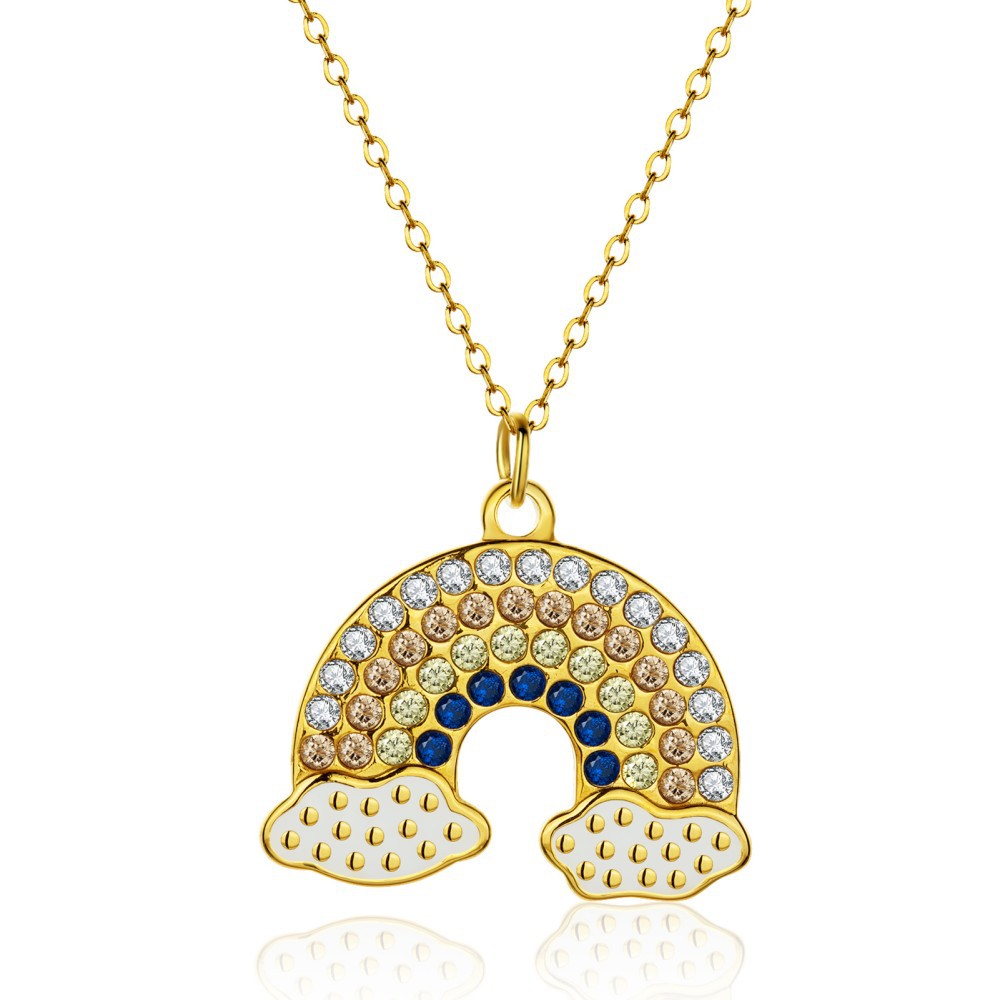 Cute Animal Stainless Steel Polishing Inlay Zircon Pendant Necklace_colorza_5