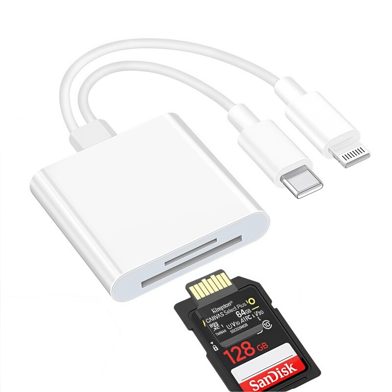 Apple携帯電話カードリーダーtfメモリカードアダプタコンピュータ高速otgアダプタケーブルダブルラインスリーインワンに適しています。|undefined