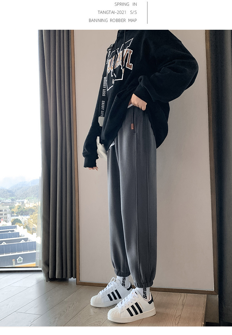 Fleece and thickened sportswear pants for women, new autumn and winter style, loose and versatile, tight-fitting, small label, casual and warm sweatpants pic 7