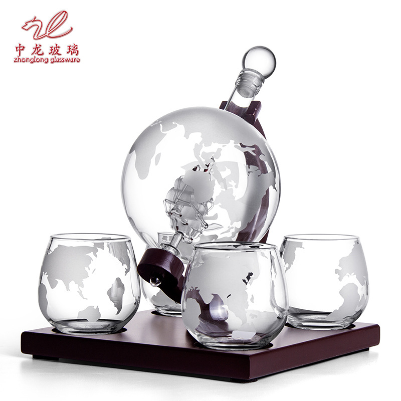 Decantador de whisky con forma de globo terráqueo, borosilicato, con mapa, juego de bar, venta en Amazon