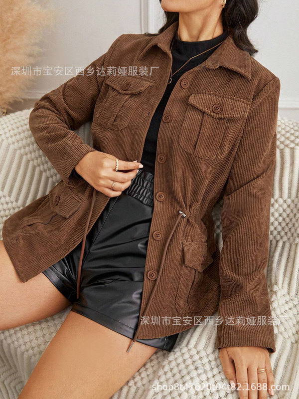 Insアマゾン独立駅人気sq092533指向性モデル構造ジャケットなし茶色女性抗しわ気質|undefined