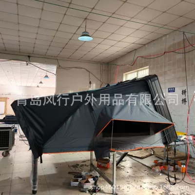 Aluminum alloy side opening semi-automatic roof tent folding outdoor car camping source factory Outdoor (Avtomobil dam çadırları) - dark-gray-16-m-orange-edging-strip-2-3-people