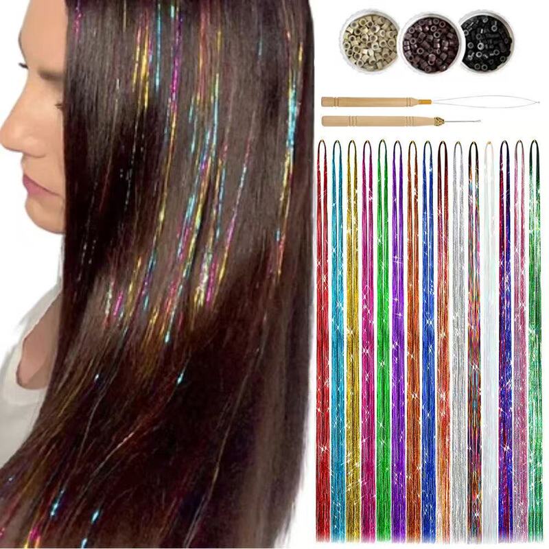 Laser Wire Hair Twig European and American Wig Color Gold Shiny Hair Twig 120cm extensions hair