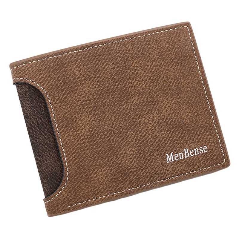 Nueva cartera corta de los hombres de costura simple de los hombres de la PU de gran capacidad Multi-tarjeta de bolsillo de los hombres cartera corta