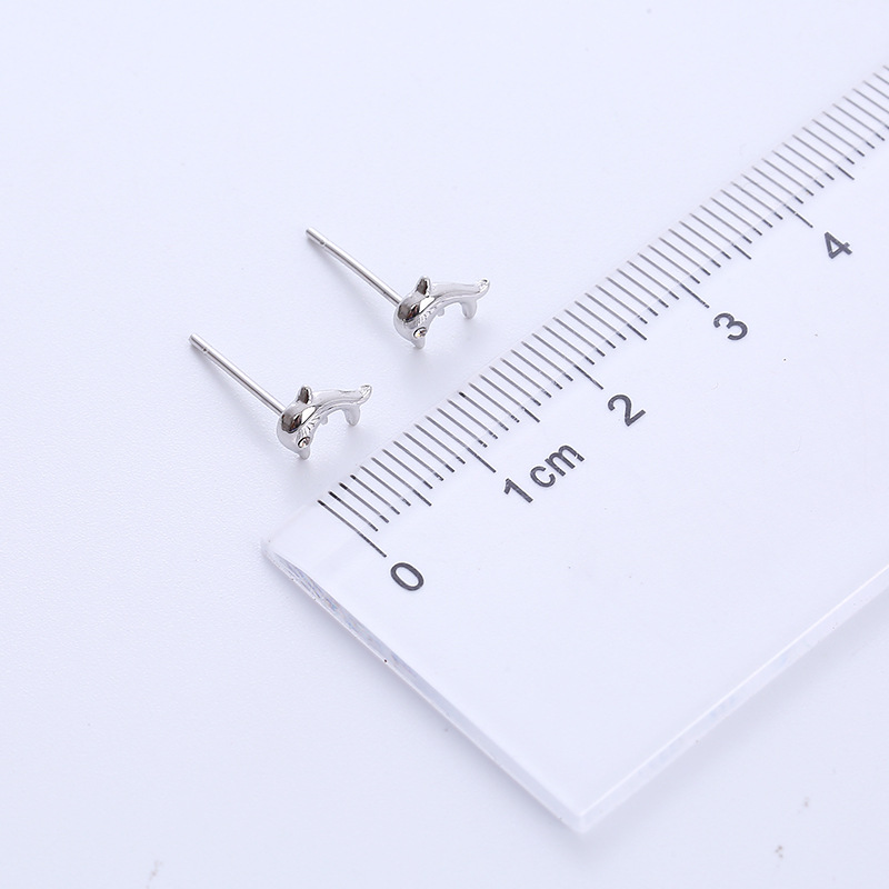 Simple Style Dolphin Titanium Steel Ear Studs Polishing Plating Stainless Steel Earrings display picture 4