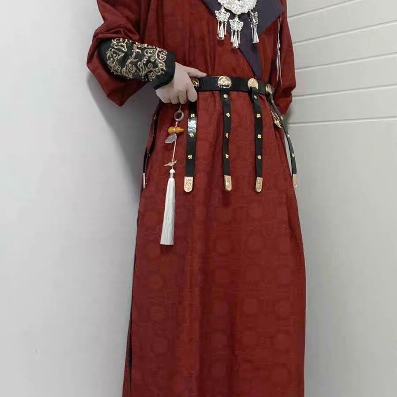Double-Sided Printed Reversible Tang Dynasty Autumn and Winter Warrior-Style Hanfu Unisex Round-Neck Robe, Tang-Style Ancient Chinese Outfit Double-Sided Printed Reversible Tang Dynasty Autumn and Winter Warrior-Style Hanfu Unisex Round-Neck Robe, Tang-Style Ancient Chinese Outfit