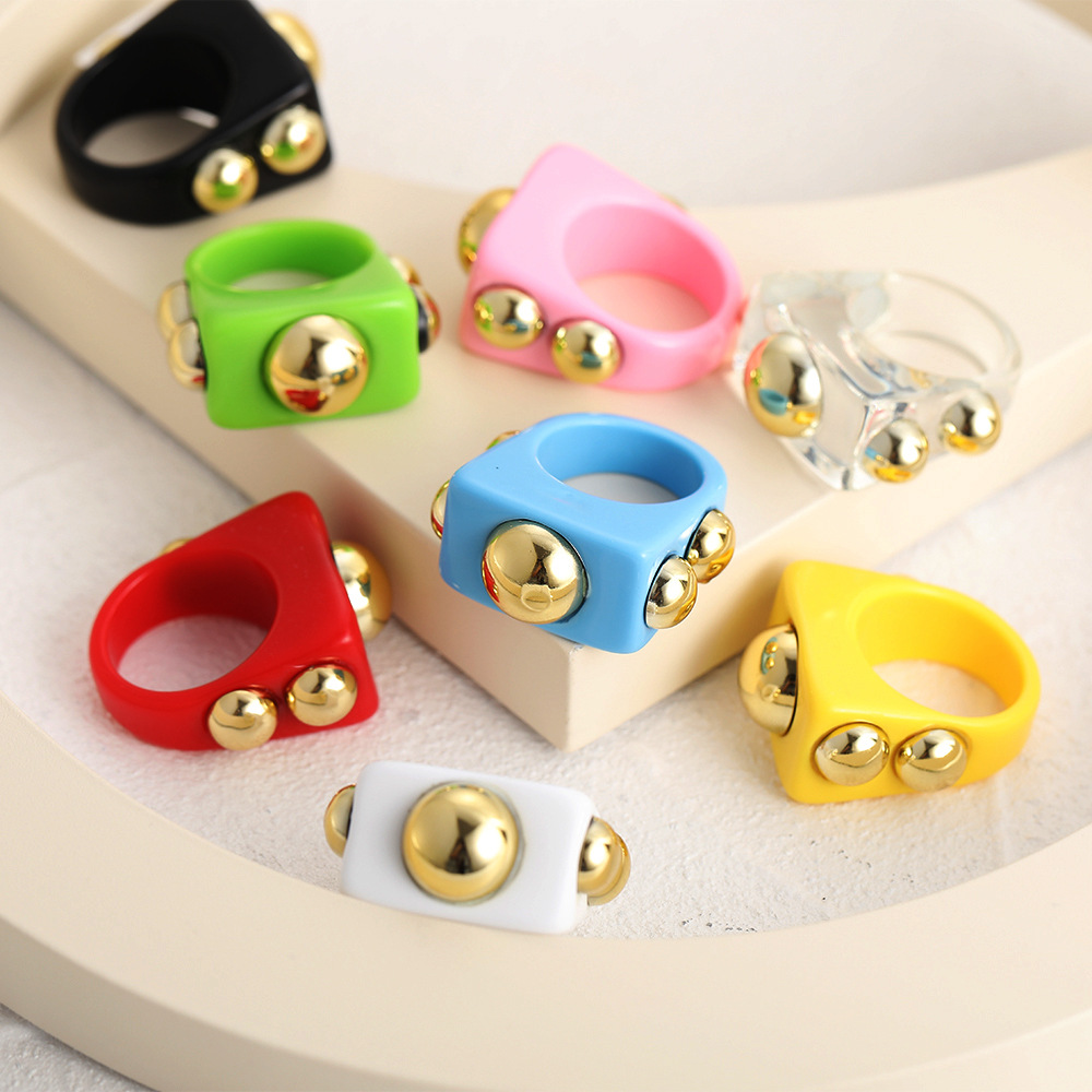 Wholesale Jewelry Fashion Candy Color Metal Acrylic Ring Nihaojewelry display picture 3
