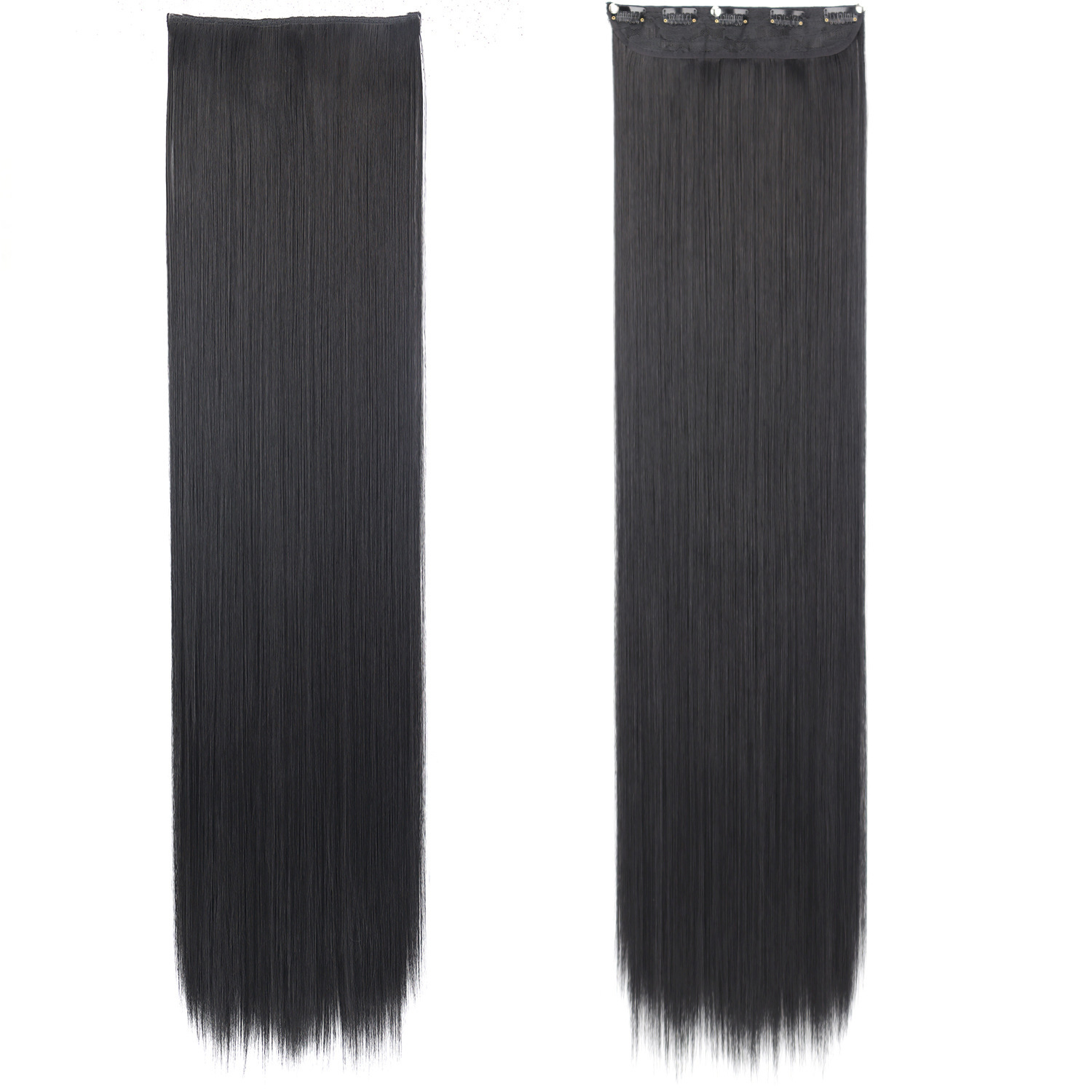 80CM una pieza de peluca de cinco tarjetas de cabello recto super largo no es fácil de atar nudos de cabello recto extensión de estilo de cabello