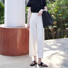 薄款白色九分棉麻哈伦裤女2026夏季新款小众直筒宽松显瘦阔腿裤子